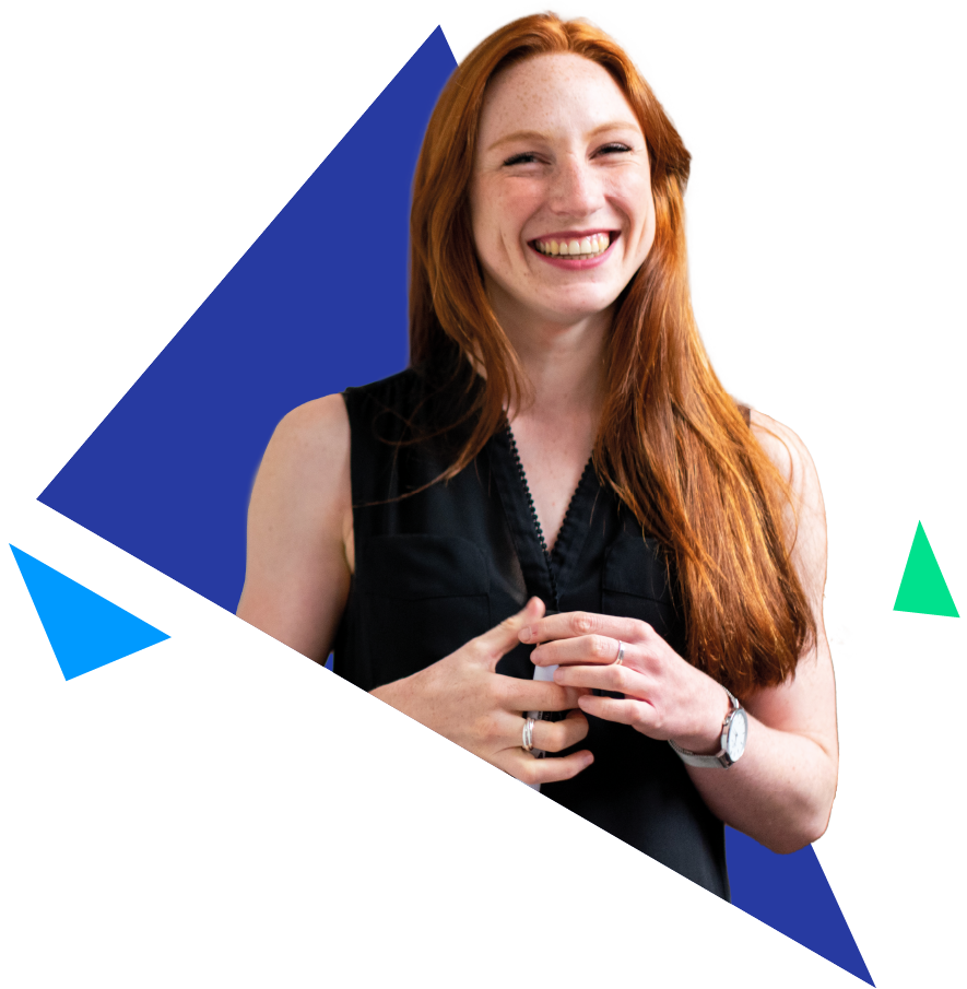 A corporate woman smiling.